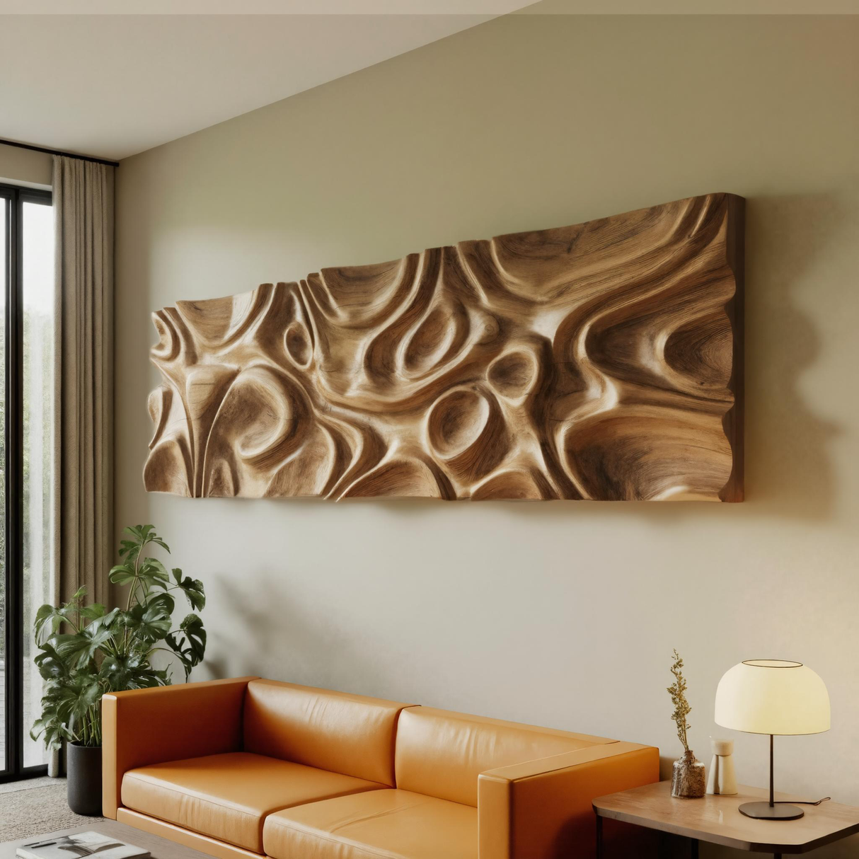 Modern Abstract Carved Wall Art Panel For Living Room