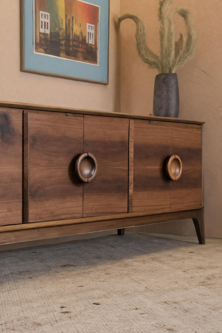Mid Century Circular Sideboard For Living Room