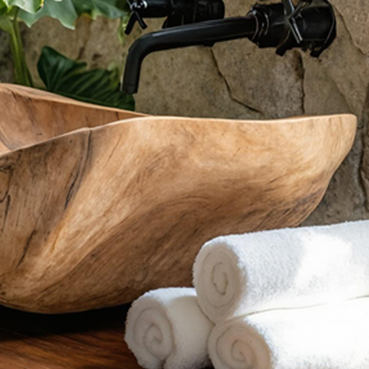 Mid Century Wooden Vessel Sink For Bathroom Vanity Decor