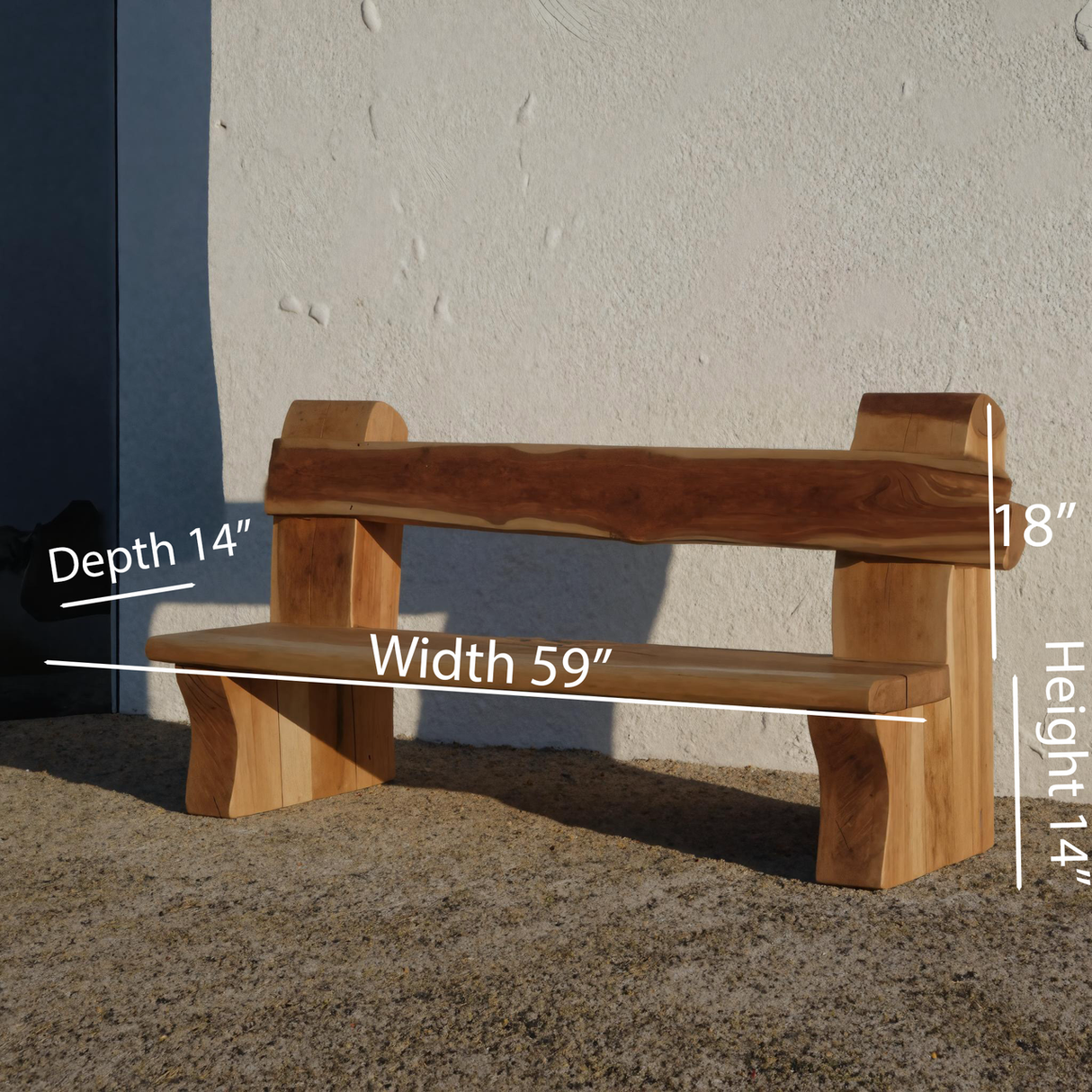 Rustic Live Edge Bench With Natural Finish For Yard Or Porch