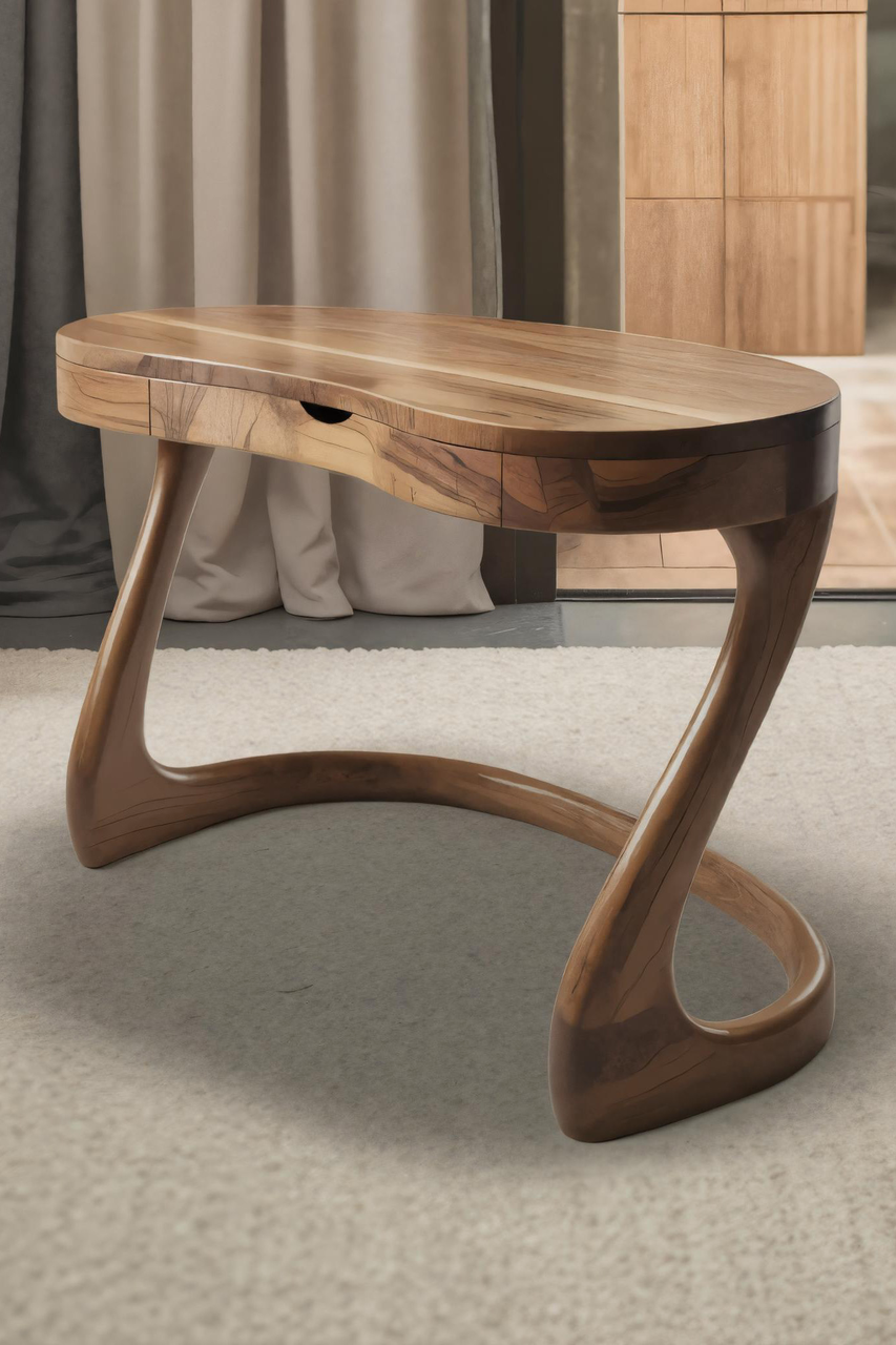 Modern Sculpted Desk With Drawers For Minimalist Home Office