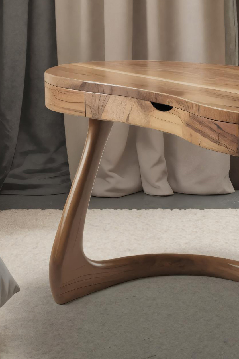 Modern Sculpted Desk With Drawers For Minimalist Home Office