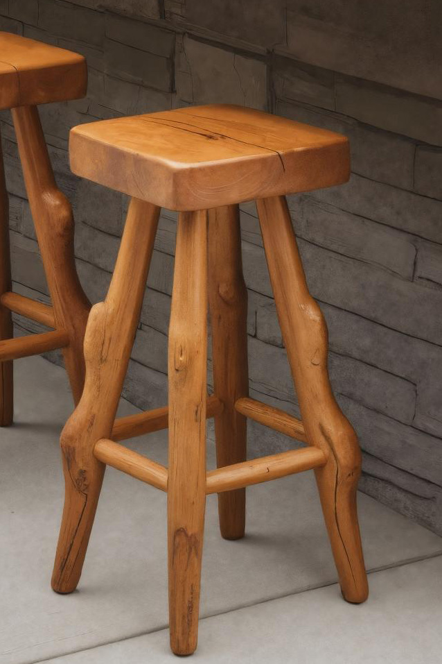 Rustic Handcrafted Bar Stools For Kitchen Or Patio Bar