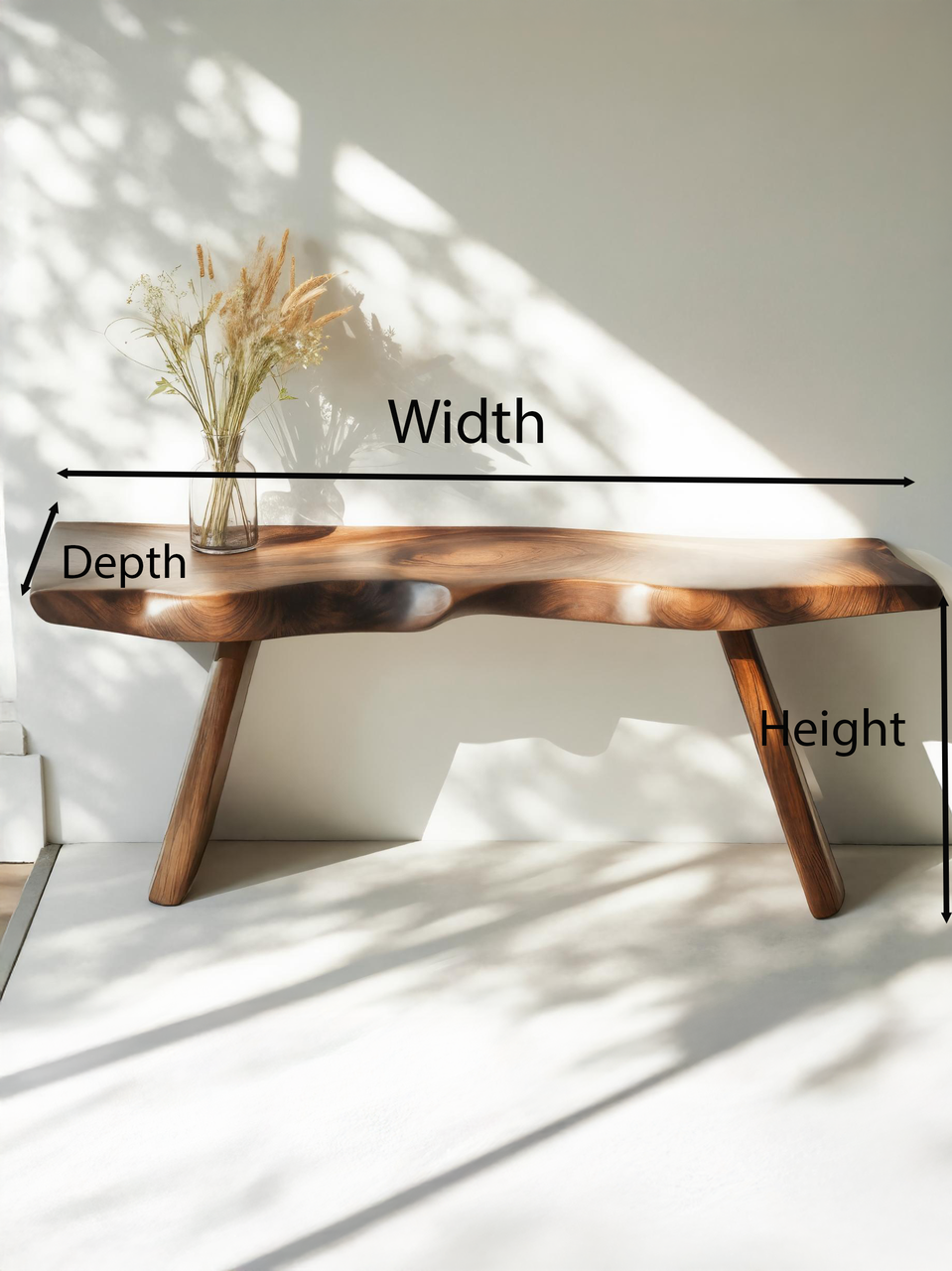 Organic Live Edge Bench For Entryway Or Hallway