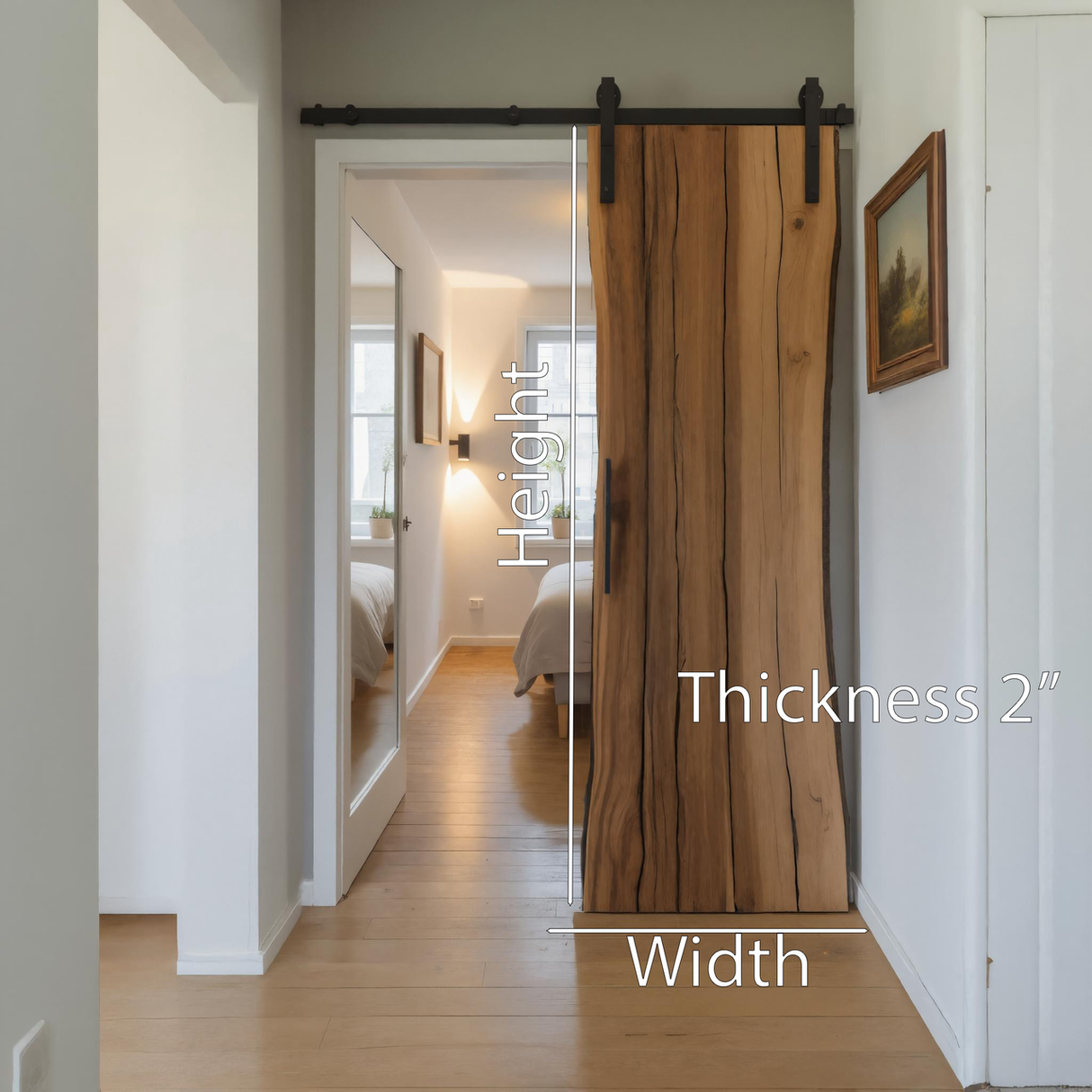 Rustic Live Edge Sliding Barn Door For Bedroom Or Farmhouse