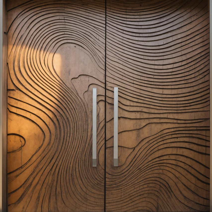 Modern Sculptural Double Front Door With Contour Design For Villa