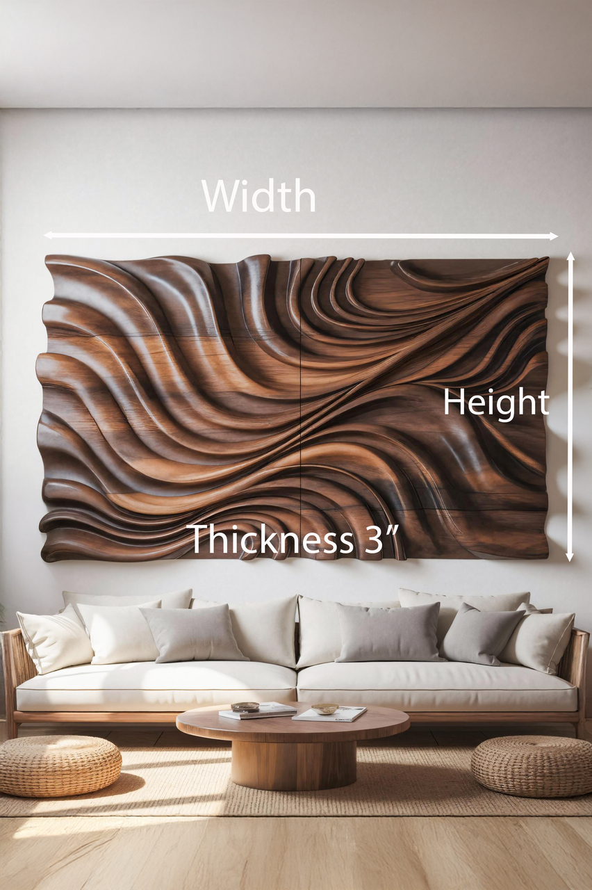 Elegant Wave Inspired Wall Sculpture for Modern Living Room