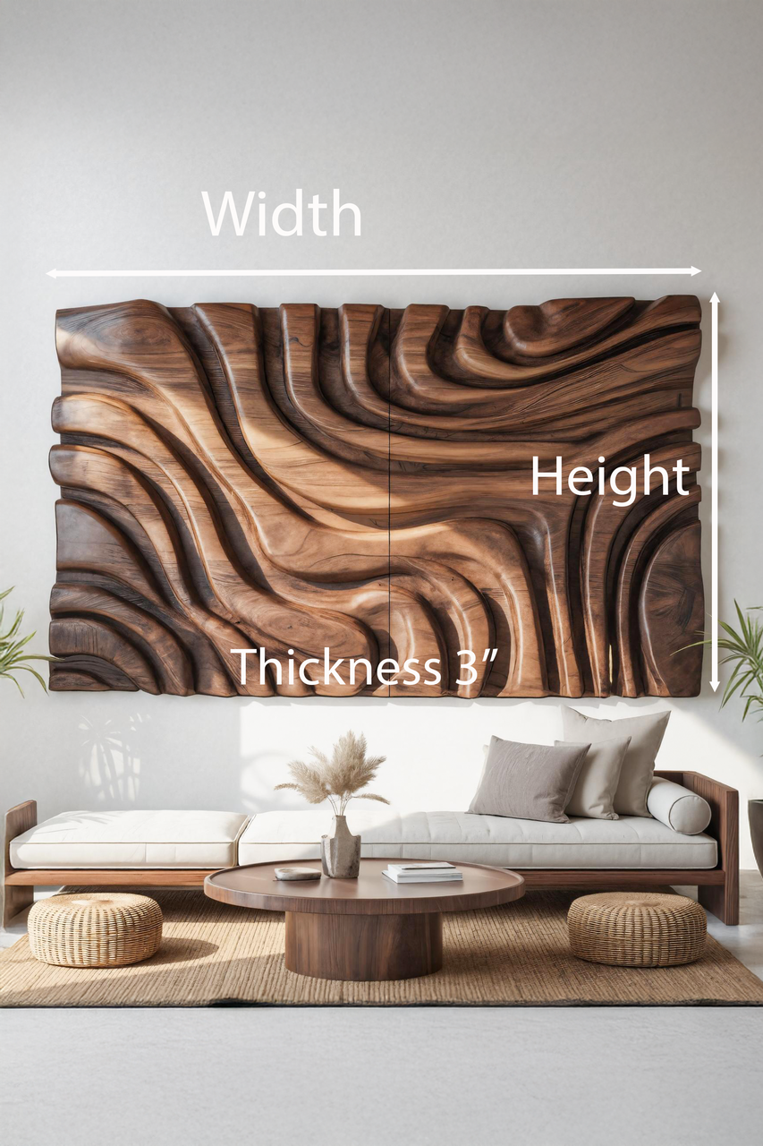 Contemporary Sculptural Wall Art With Bold Carved Layers For Bedroom