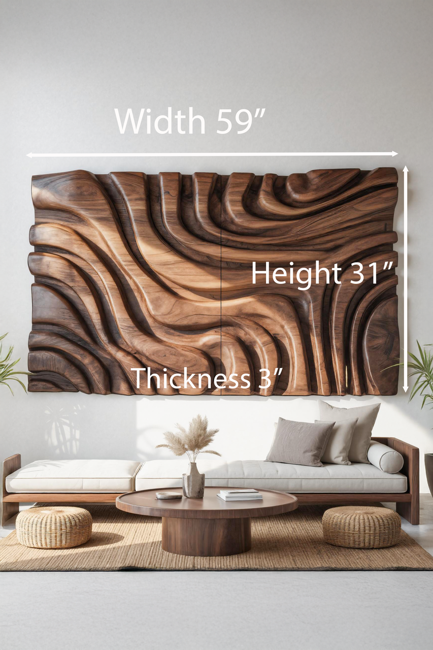 Contemporary Sculptural Wall Art With Bold Carved Layers For Bedroom