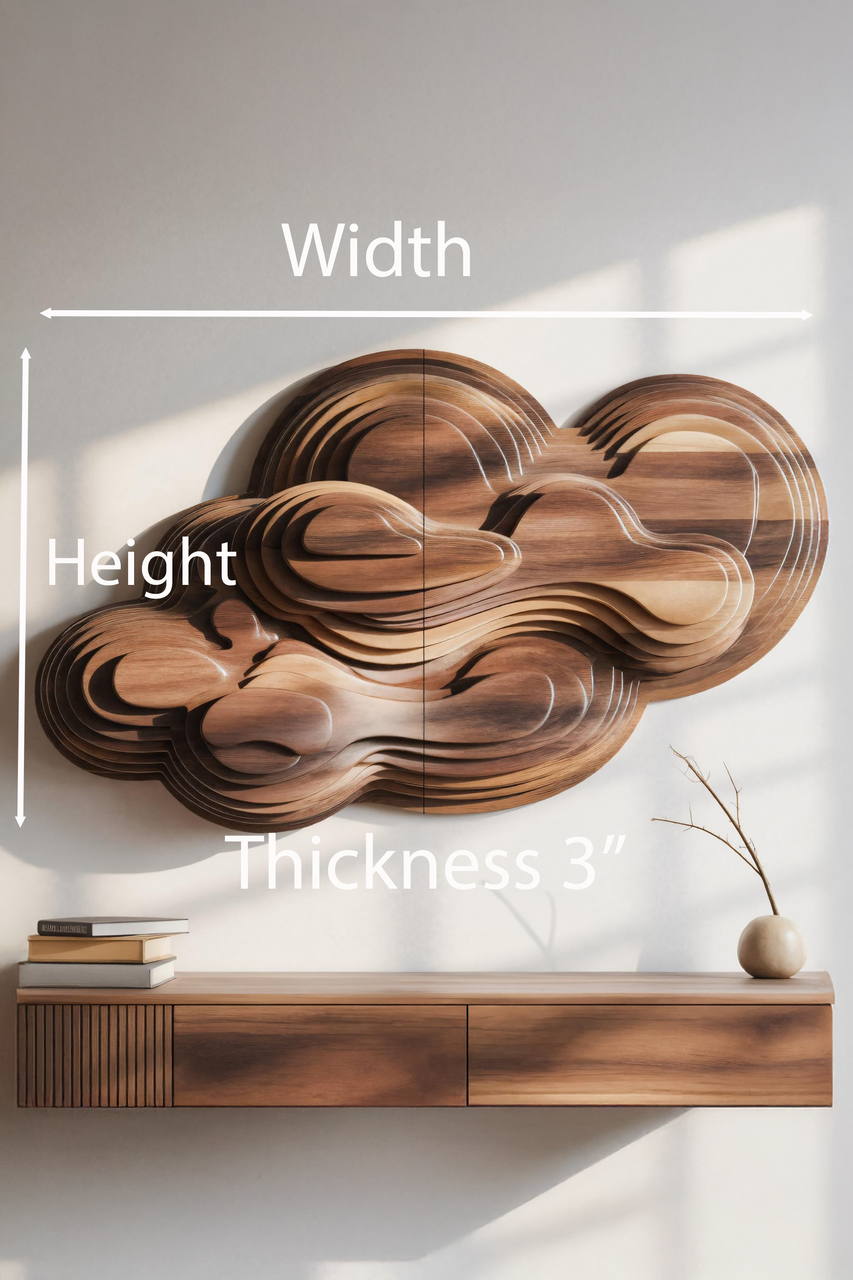 Abstract Cloud Wall Sculpture With Layered Design For Bedroom