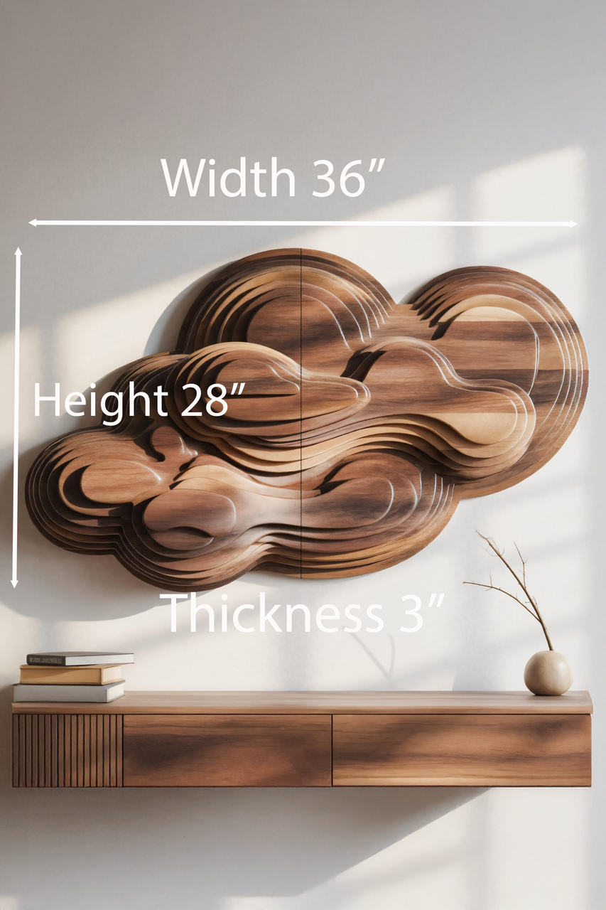 Abstract Cloud Wall Sculpture With Layered Design For Bedroom