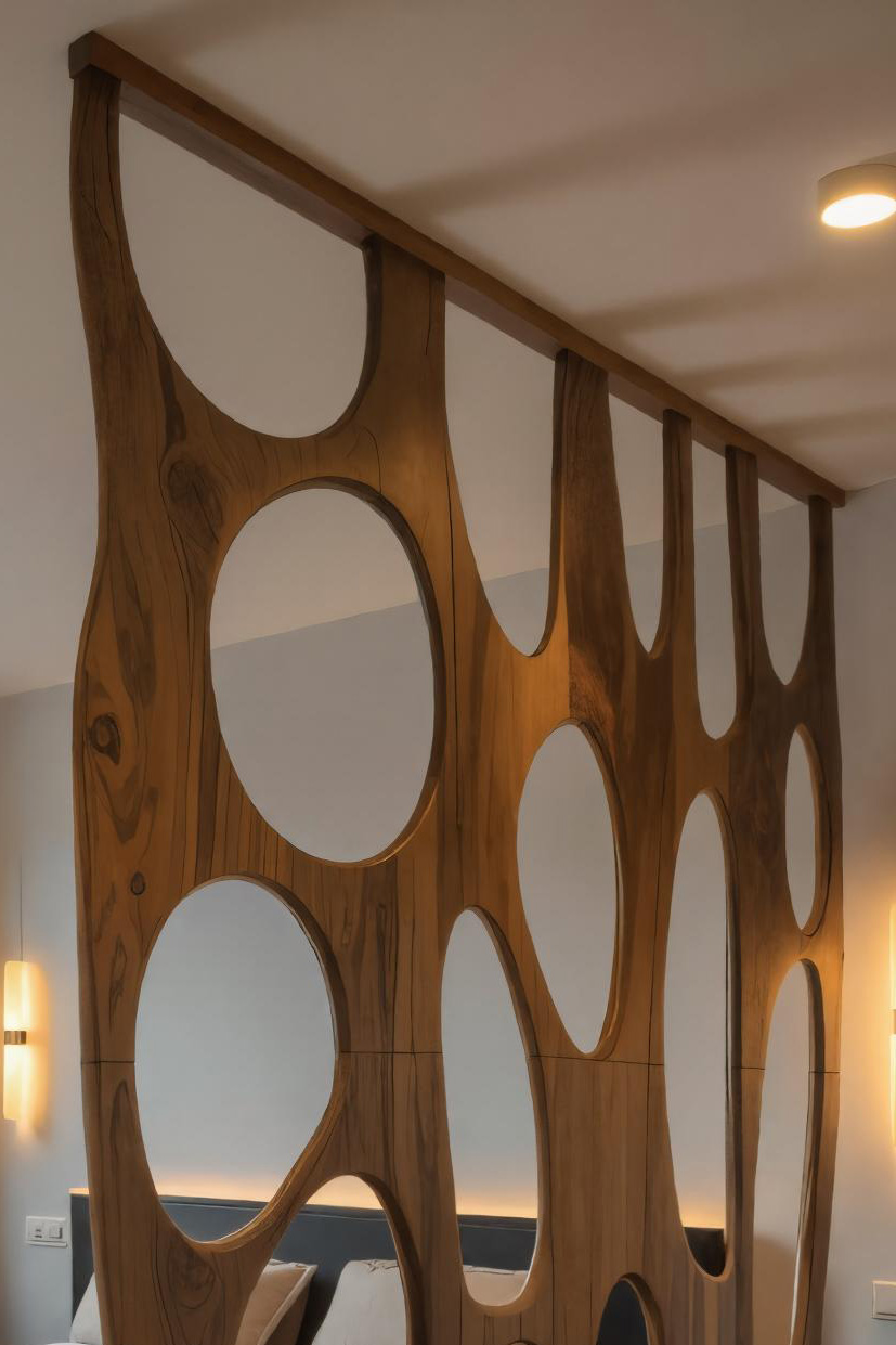 Modern Room Divider With Openwork For Bedroom Or Living Room