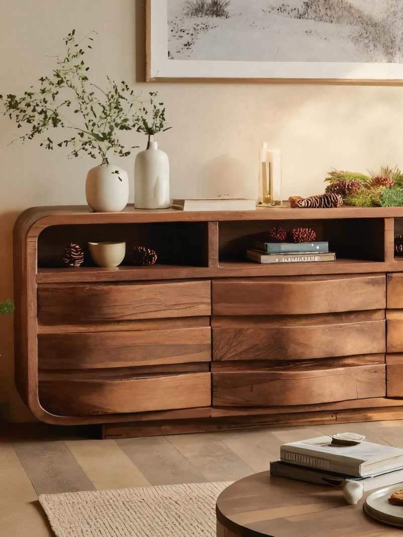 Modern Curved Sideboard For Living Room
