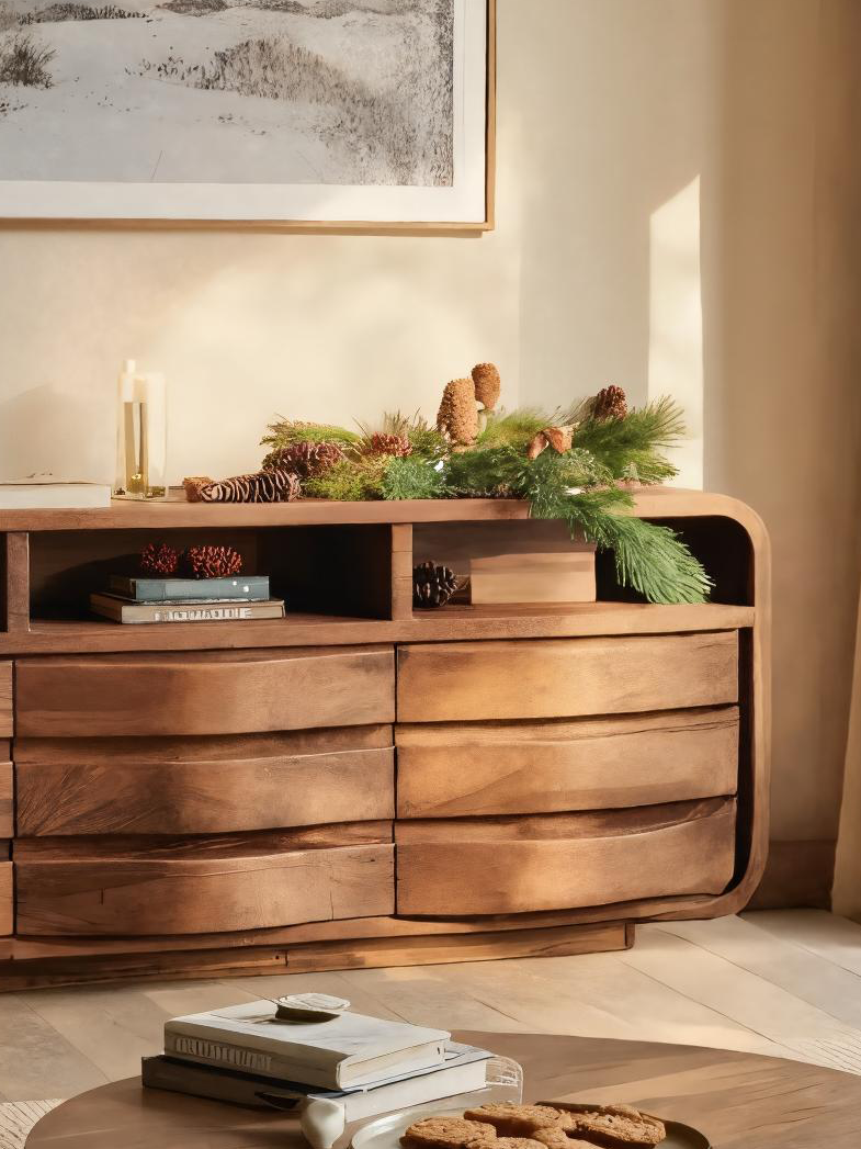 Modern Curved Sideboard For Living Room