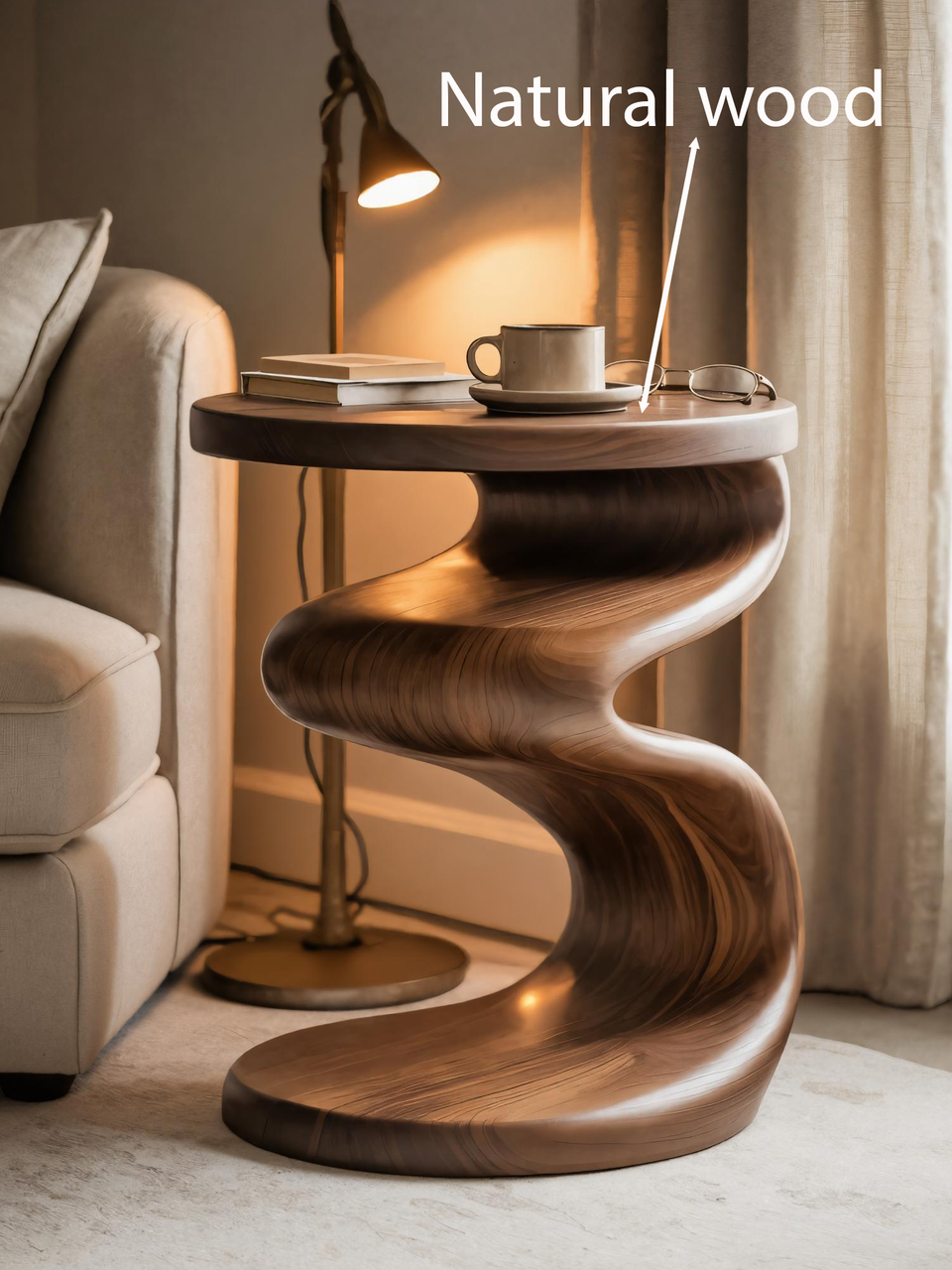 Modern Wave Side Table For Living Room Or Bedroom