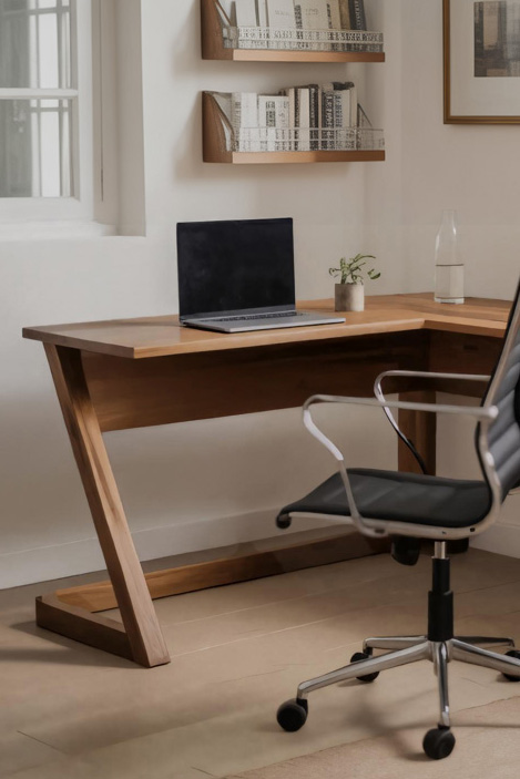 Modern L Shaped Desk With Drawers For Corner Workspace