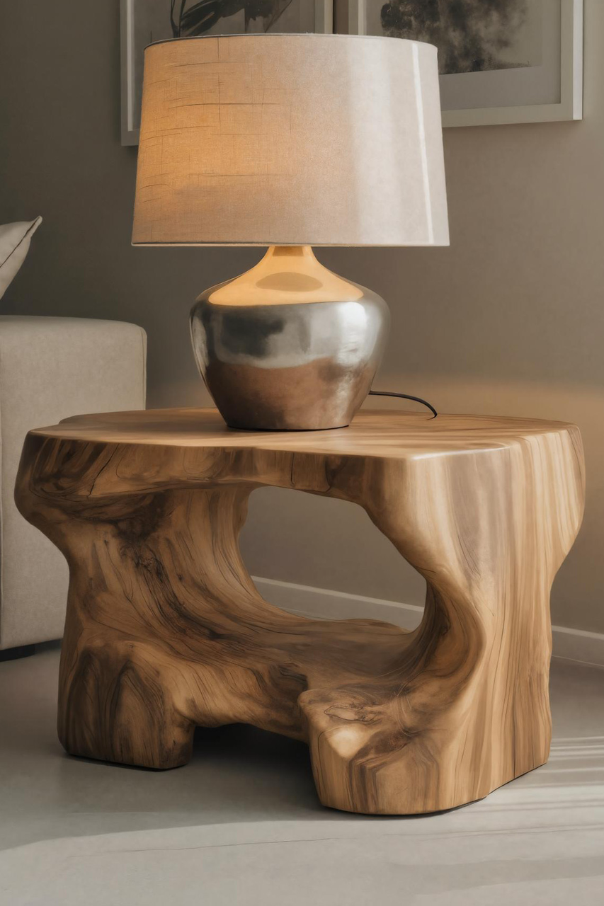 Organic Modern Side Table For Living Room Or Bedroom