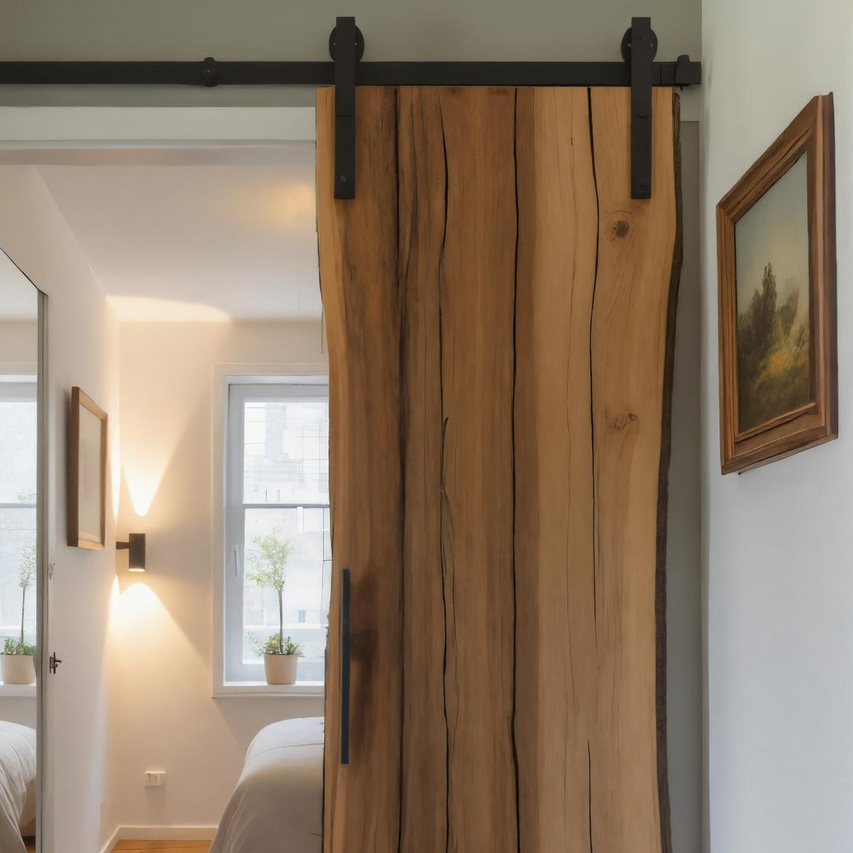 Rustic Live Edge Sliding Barn Door For Bedroom Or Farmhouse