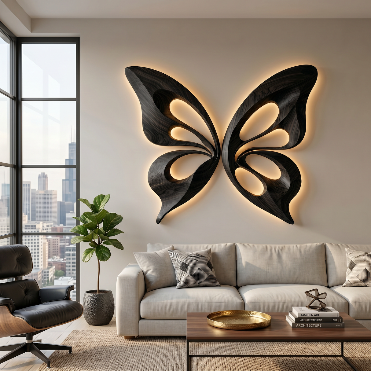 Modern Wooden Butterfly Wall Art Hand Carved For Living Decor