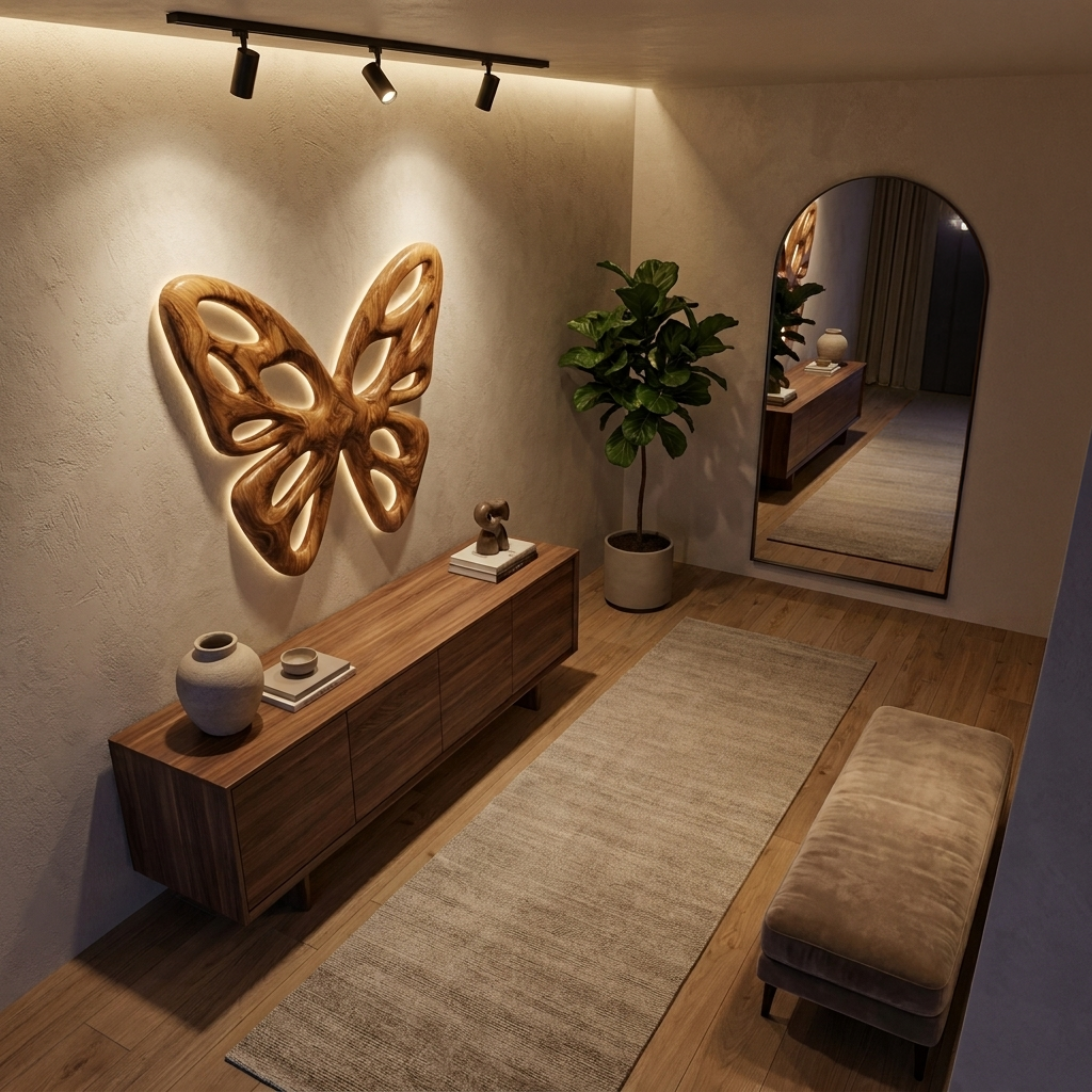 Elegant Abstract Butterfly Wooden Wall Art For Living Room Accent
