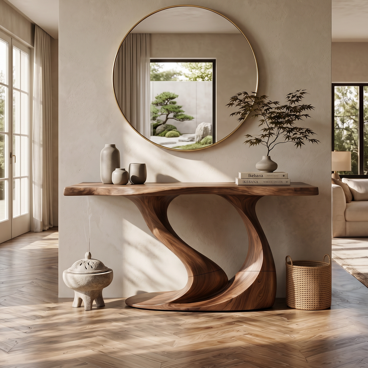 Contemporary Wave Base Console Table Luxury Hallway