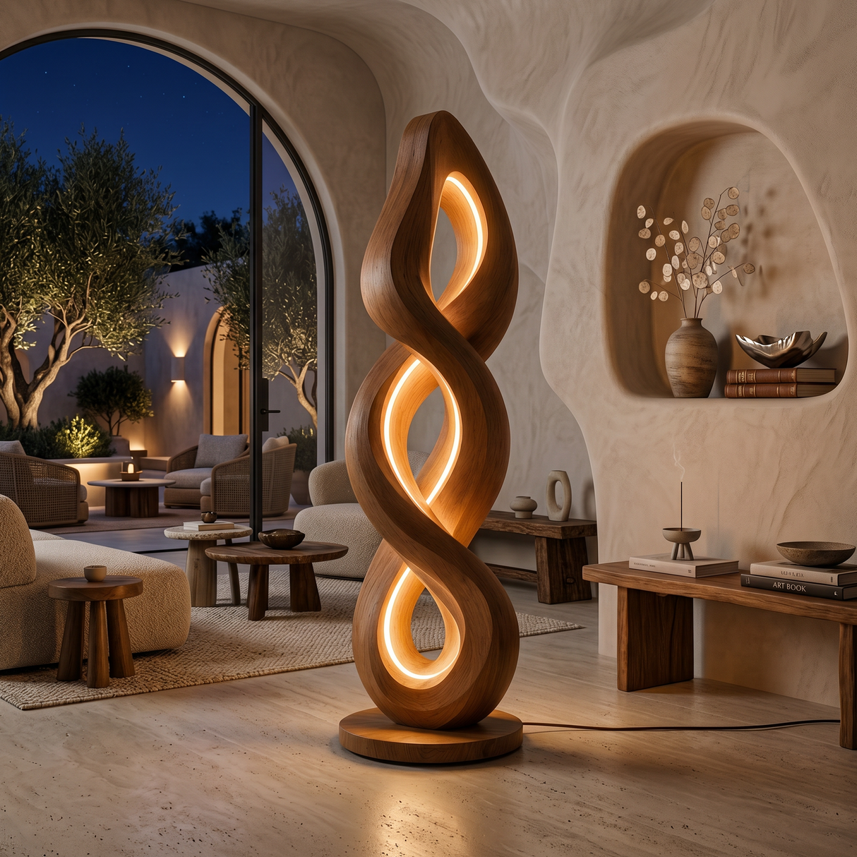 Organic Helix Lamp With Shelf For Interior