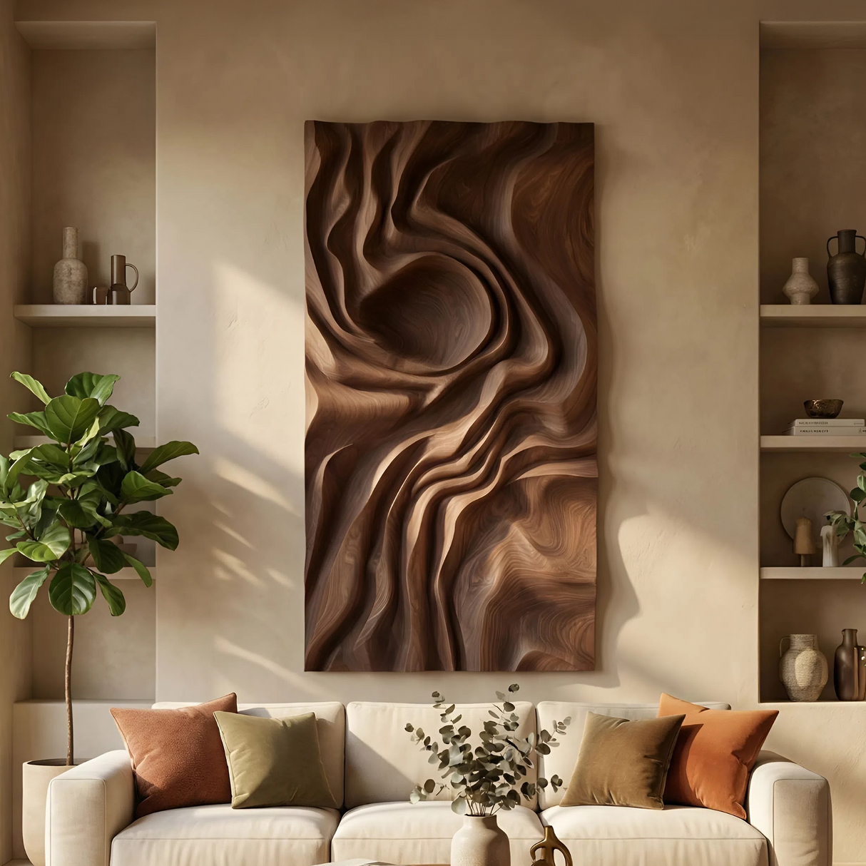Mid Century Abstract Figure Wall Art Panel For Living Room