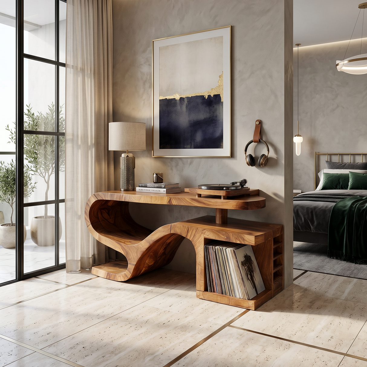 Minimalist Organic Record Player Stand Modern Loft