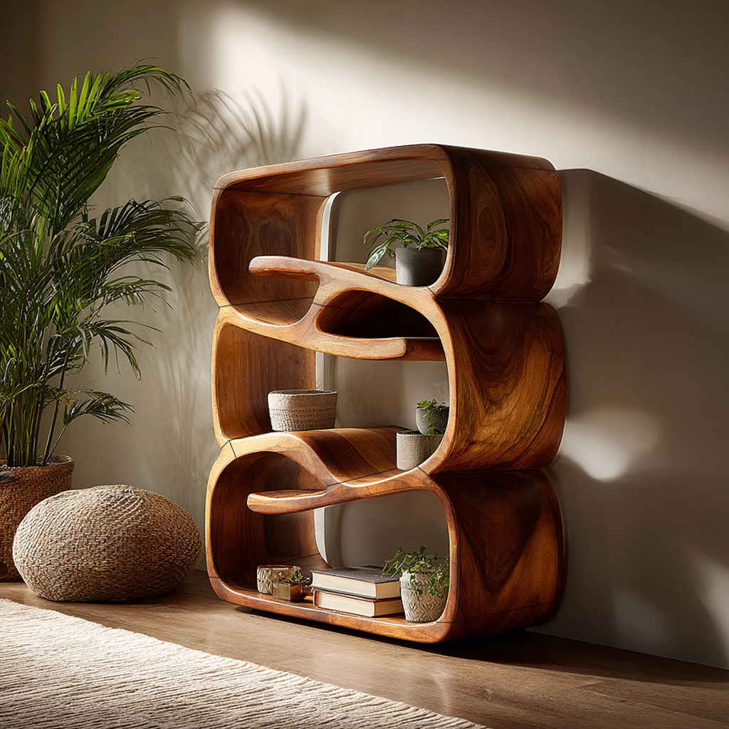 Organic Modern Bookshelf Kitchen Storage Display