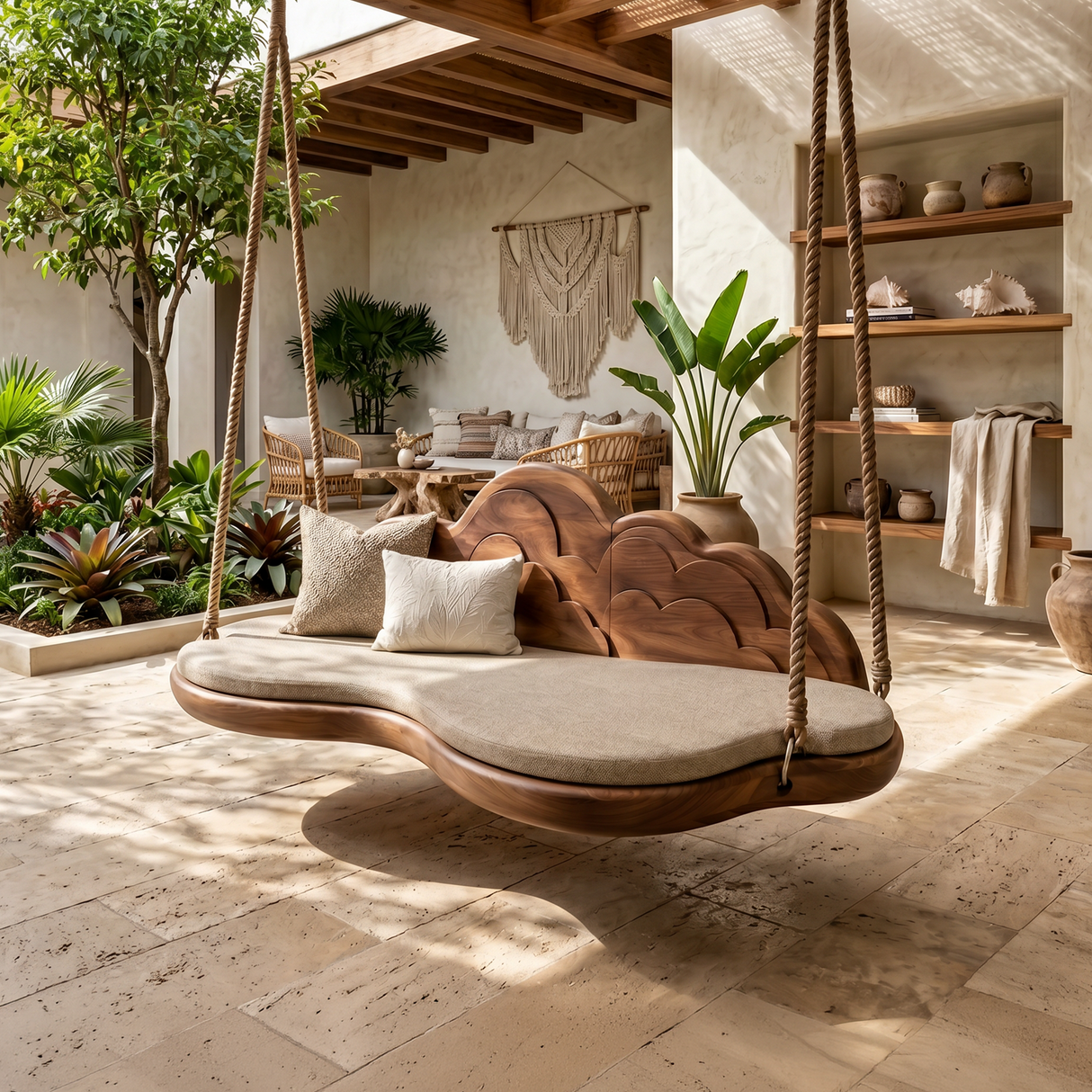 Minimalist Flowing Back Swing Bedroom Lounge Interior Space