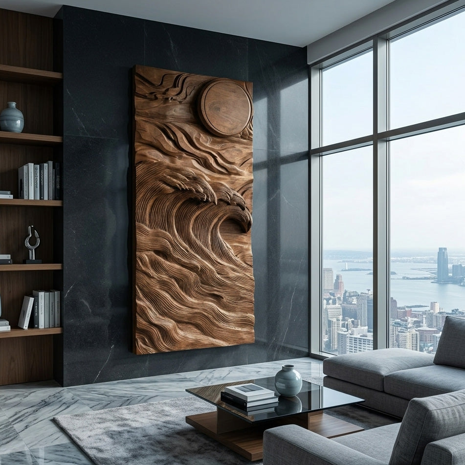 Organic Sculptural Wave Wooden Wall Art For Wall Decor