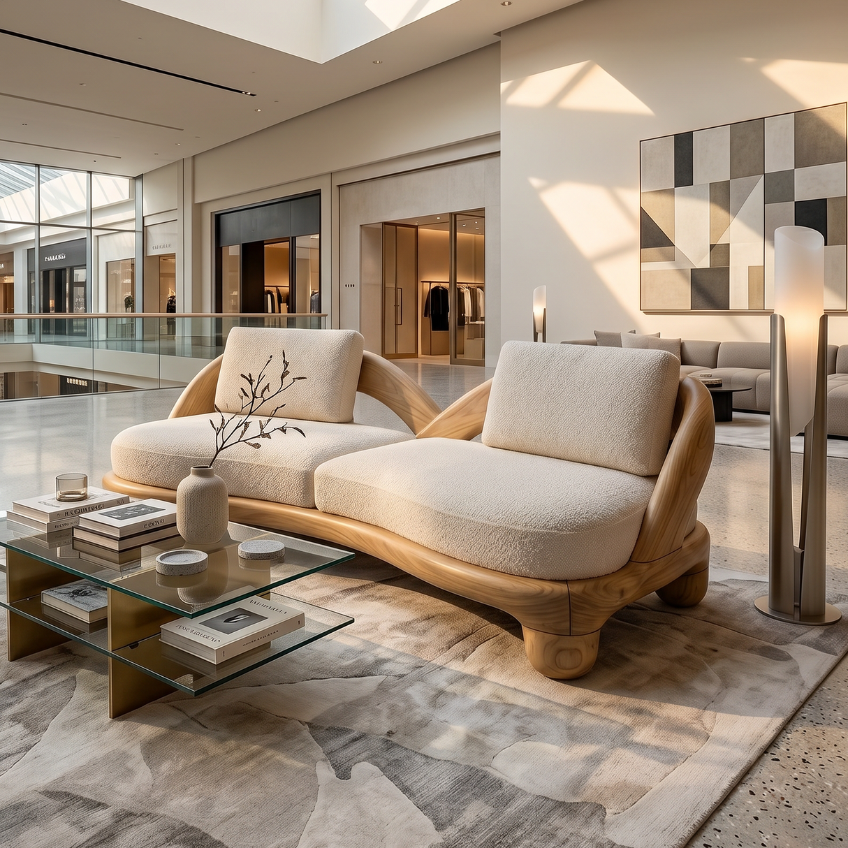 Modern Wooden Accent Sofa For Luxury Commercial Lobby Seating