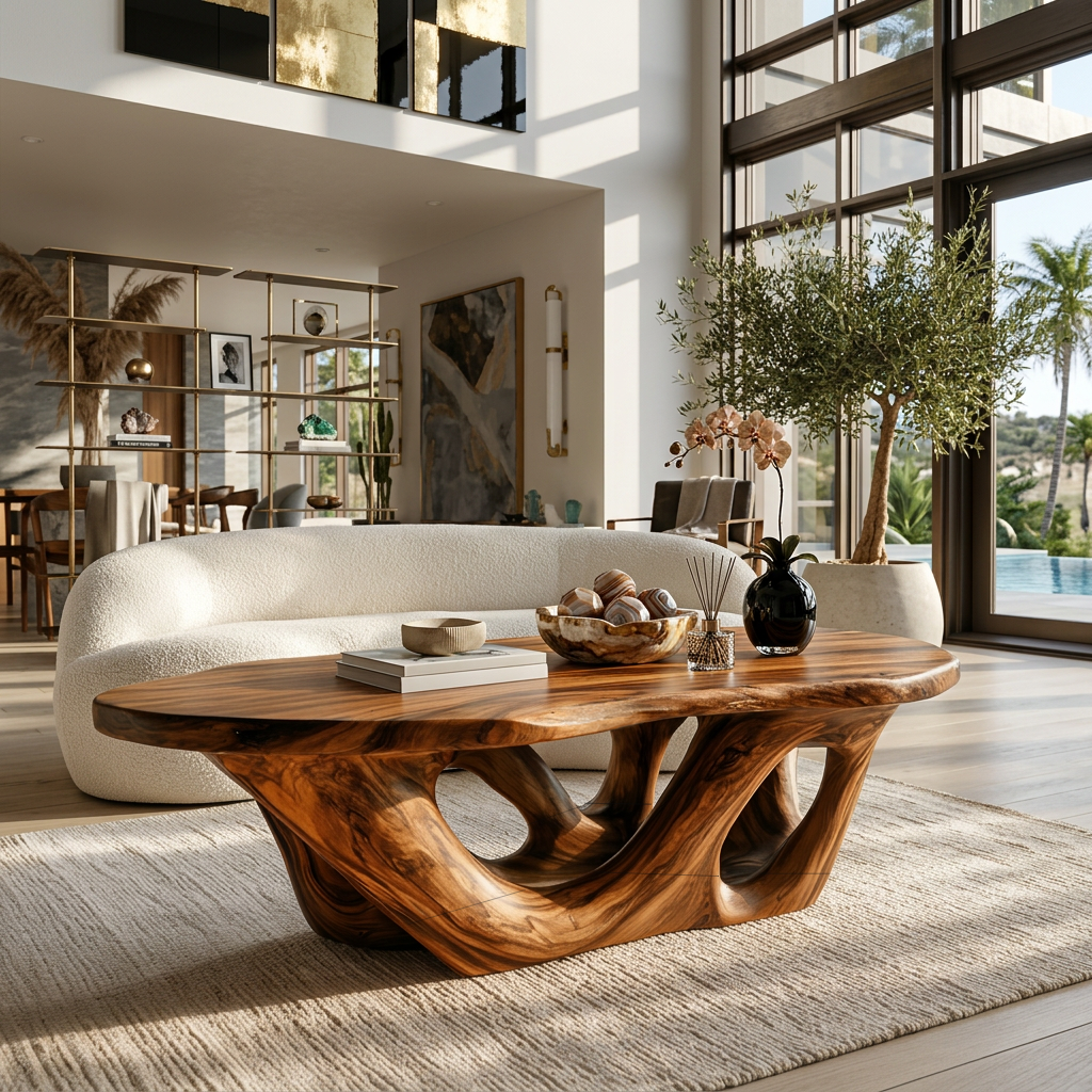 Sculptural Coffee Table With Open Loop Base For Luxury Living