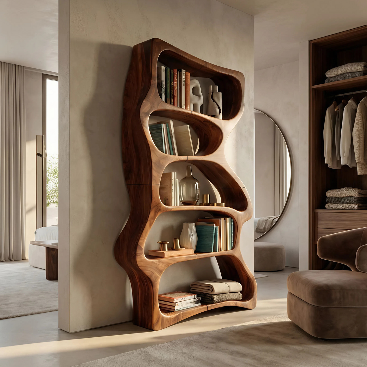 Contemporary Decorative Bookcase Storage Organizer For Living Room