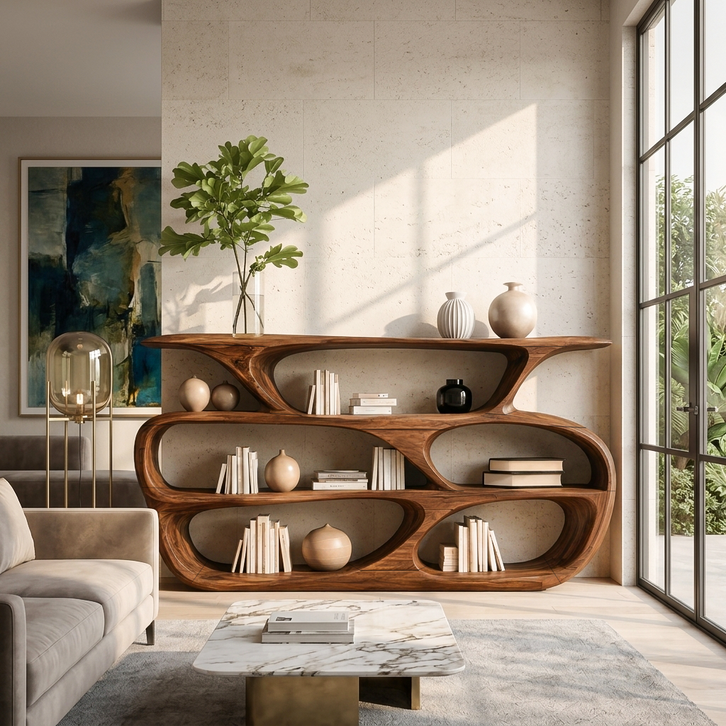 Modern Curved Shelf For Living Room Or Office