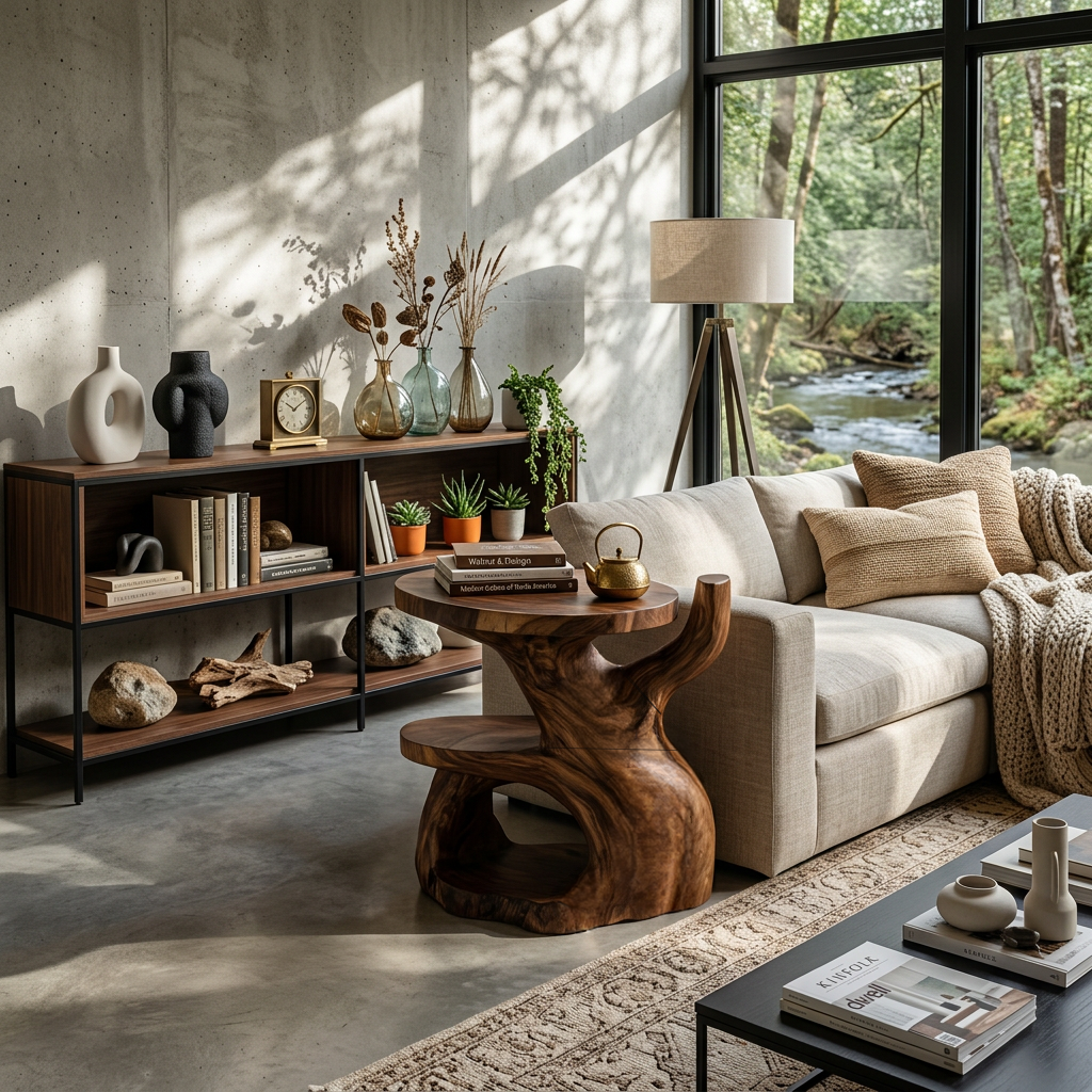 Elegant Side Table With Shelf Layered For Living Room