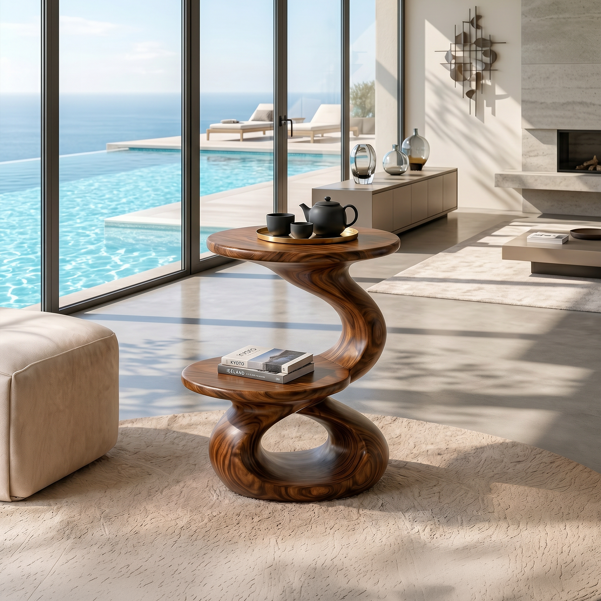 Minimalist Open Shelf Side Table Coastal Villa