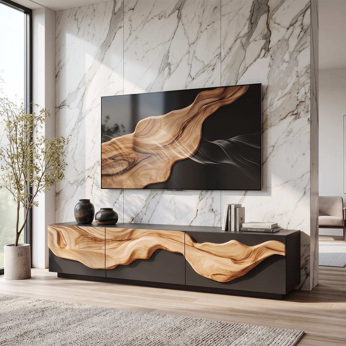 Rustic TV Console For Living Room Furniture Decor