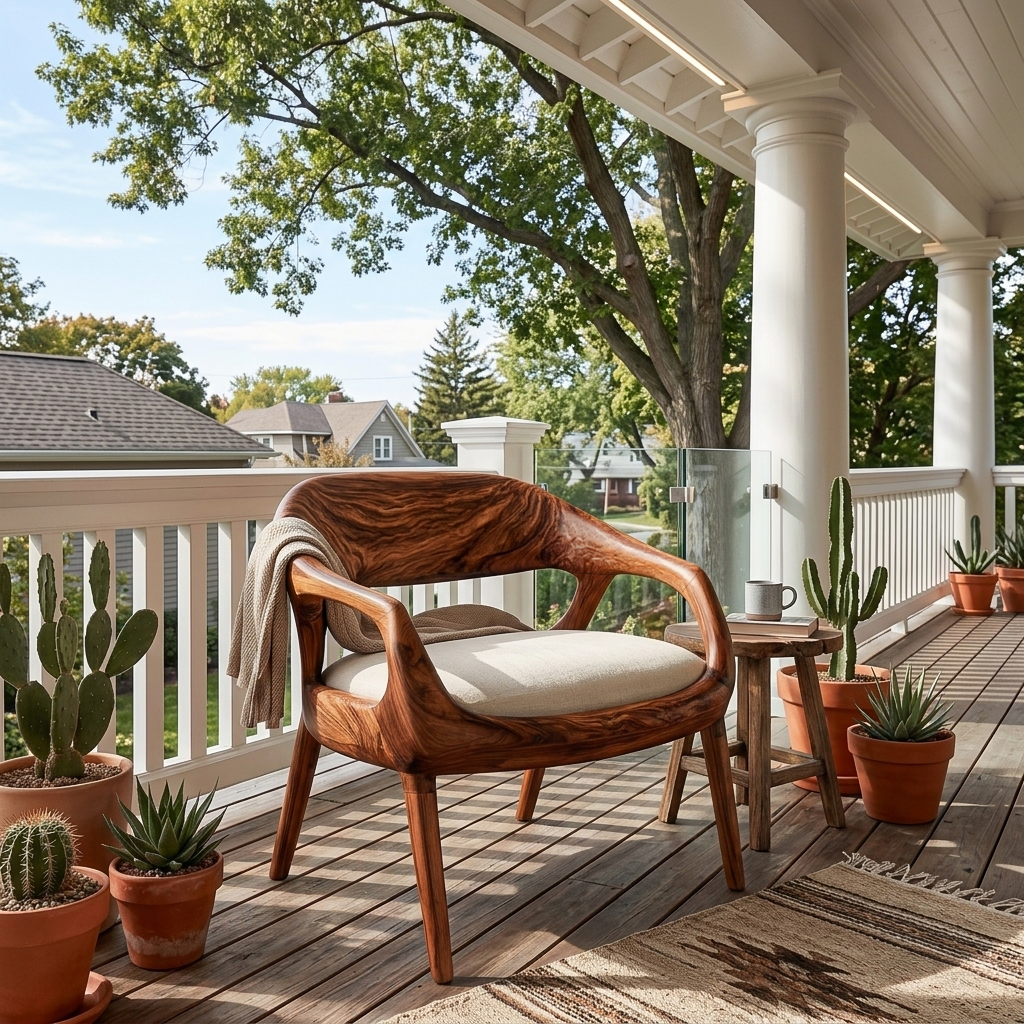 Mid Century Wooden Chair For Living Room Area