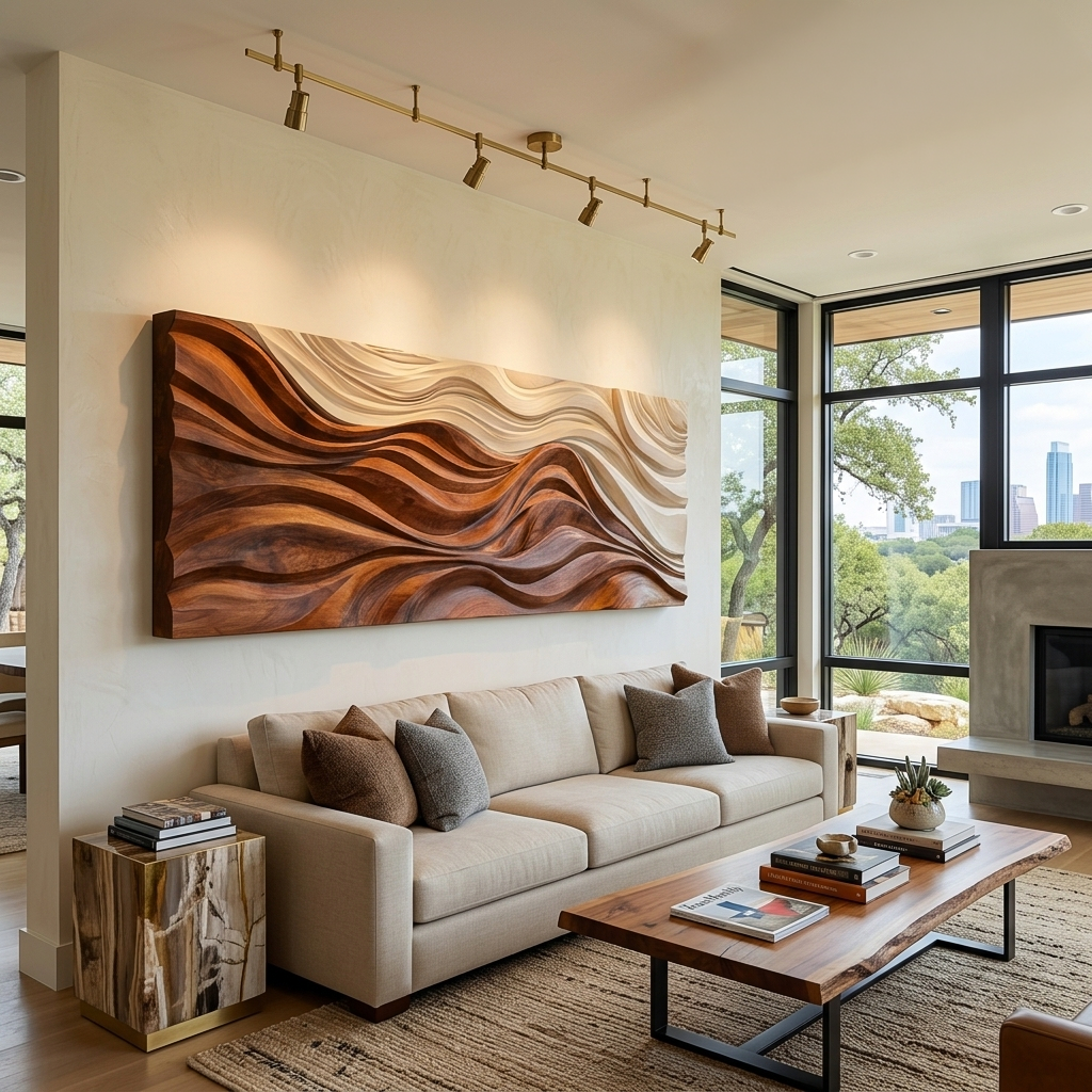 Natural Wood Carved Wall Art For Modern Home Decor