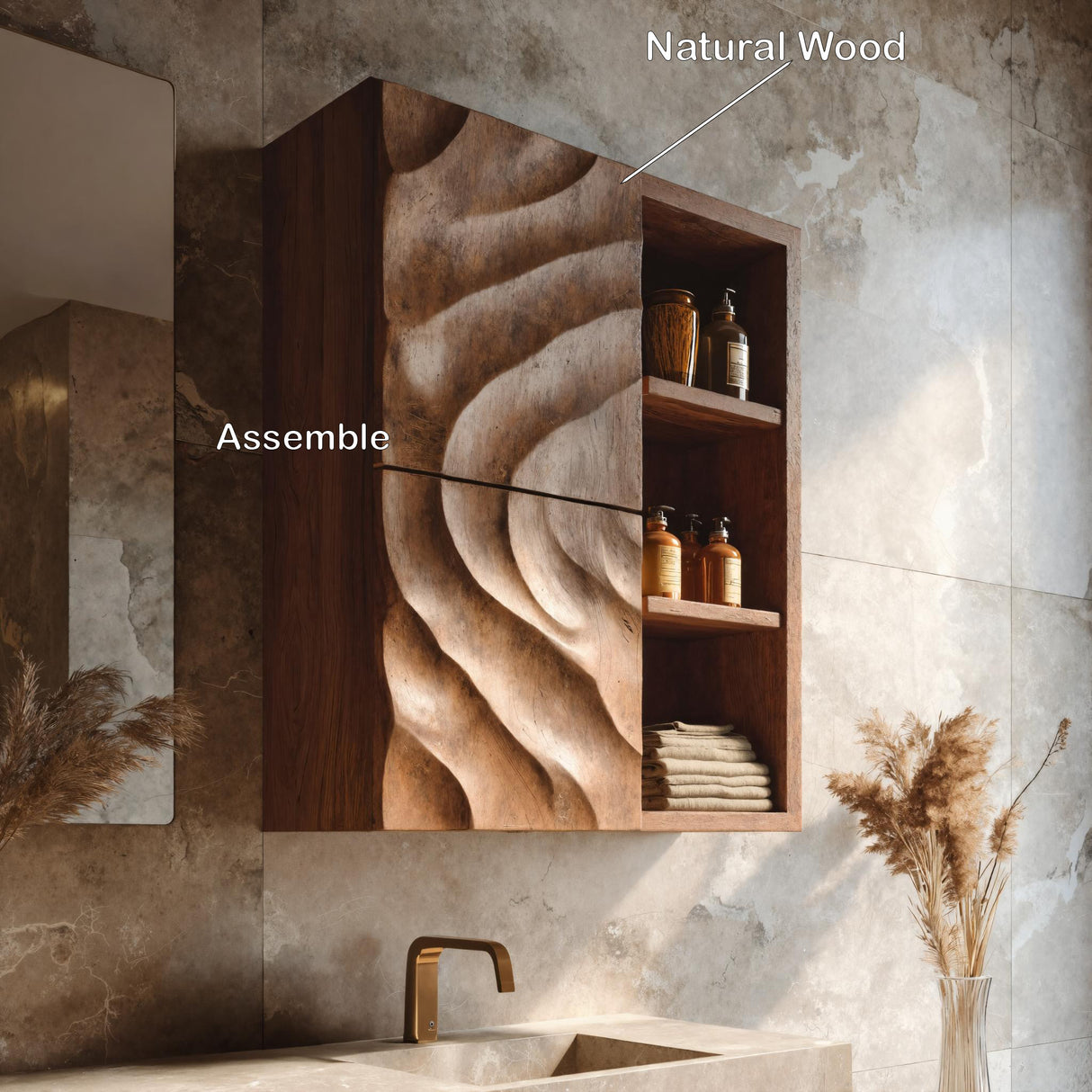 Statement Bathroom Cabinet Wave Doors Design For Modern Bathroom