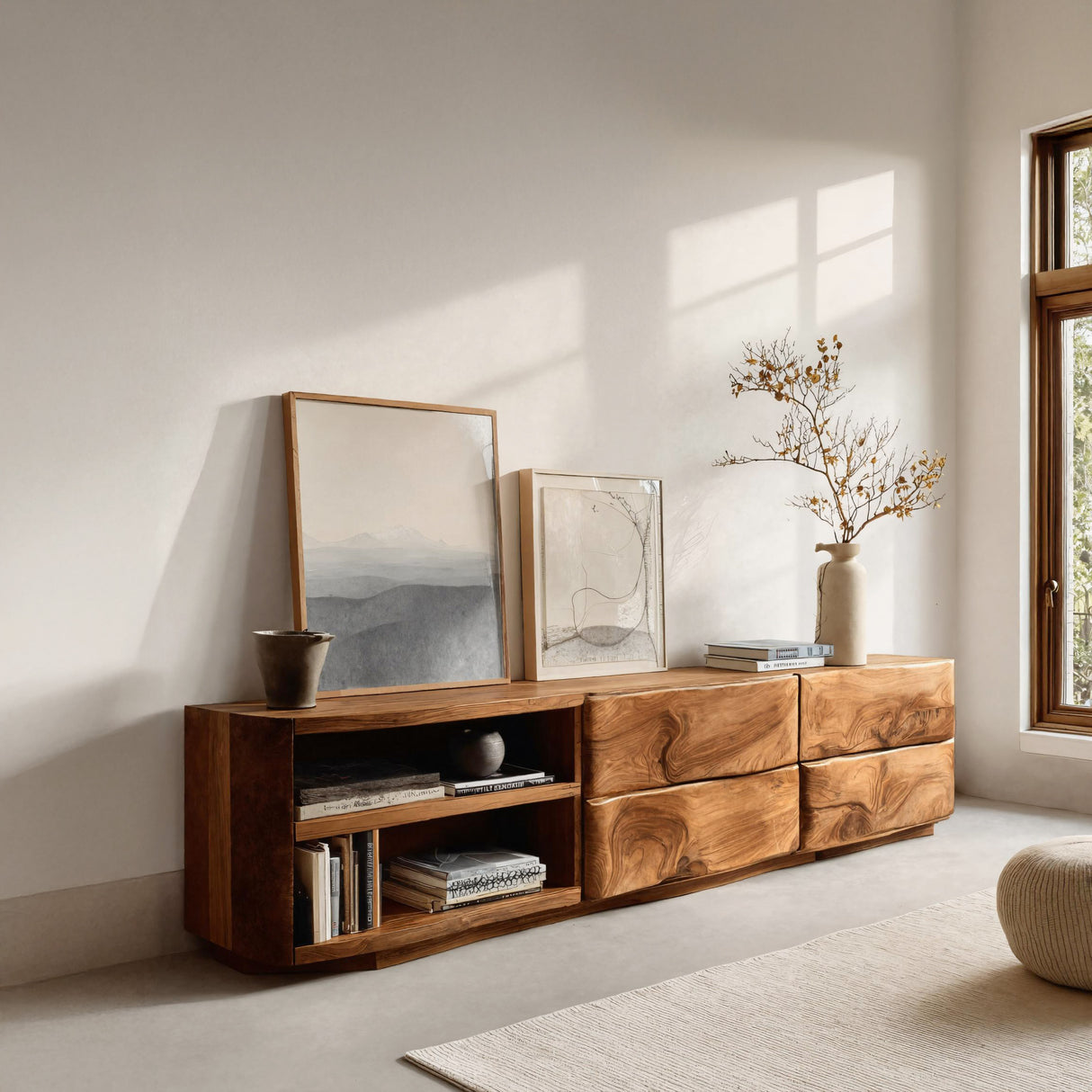 Quiet Luxury Low Sideboard Console For Living Room