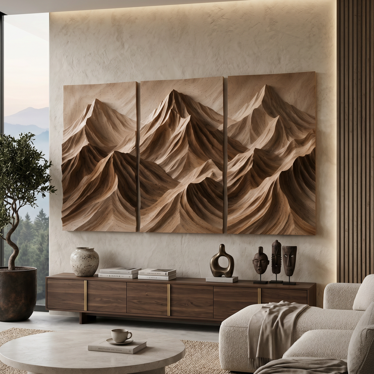Modern Mountain Relief Wall Art For Lounge Interior