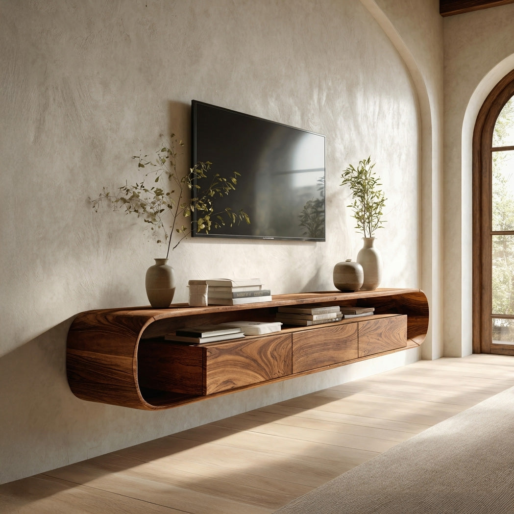 Organic Modern Floating TV Console For Living Room
