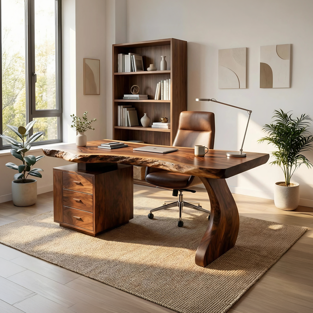 Contemporary Desk With Storage For Curated Home Office – ET Woodcrafts