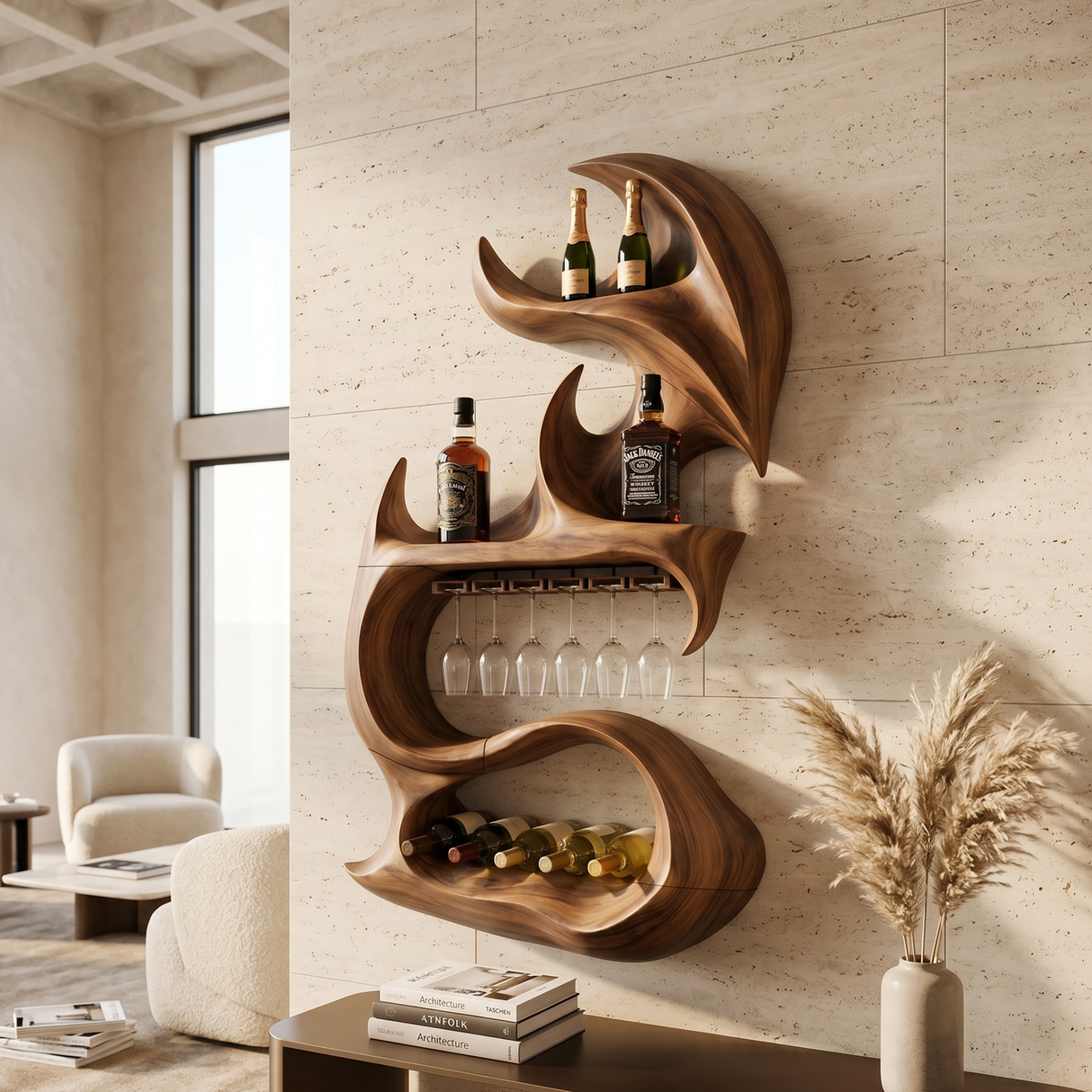 Modern Sculptural Bottle Display For Living Space