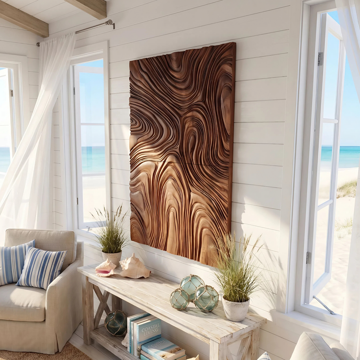 Minimalist Curved Wall Art Panel For Bedroom Interior