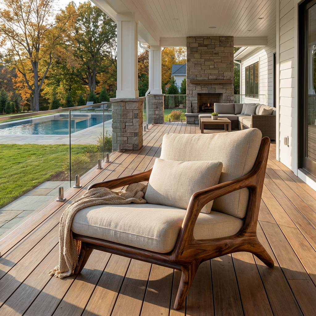 Organic Wooden Armchair With Sculptural Frame For Home