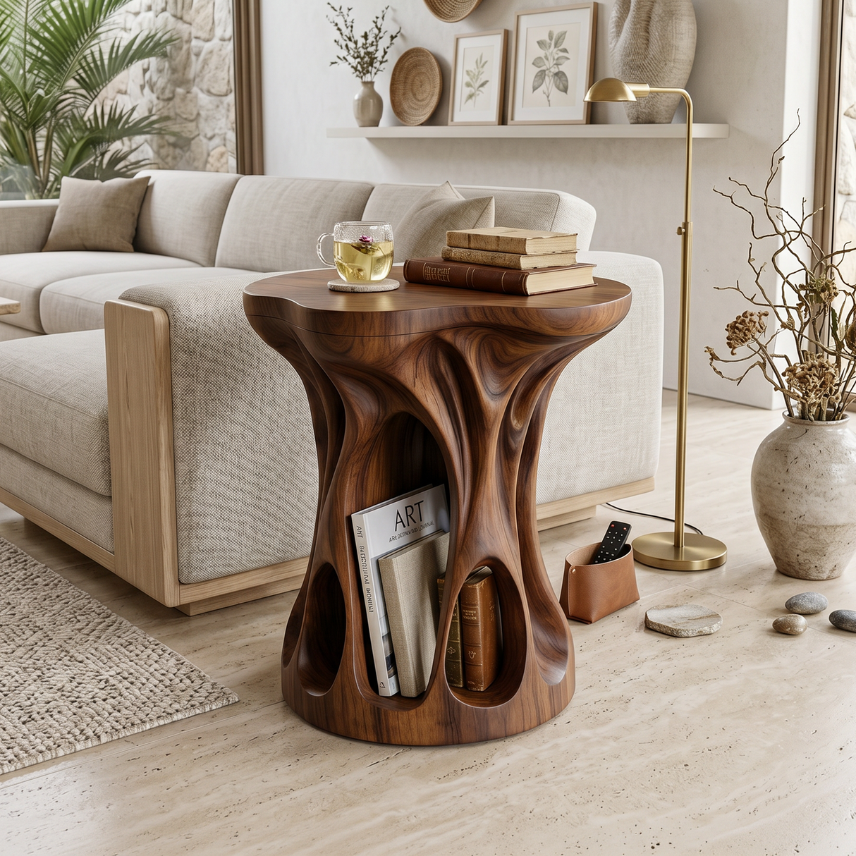Mid Century Sculptural Accent Table For Living Room