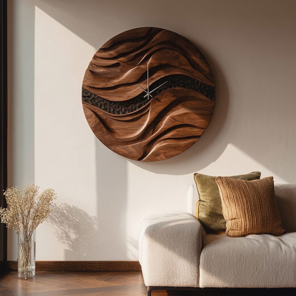 Organic Wooden Wall Clock For Living Room Decor – ET Woodcrafts
